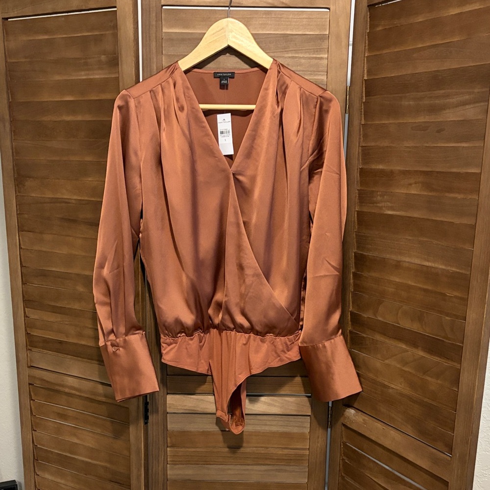 Ann Taylor Rust Satin Bodysuit - Picture 3 of 5